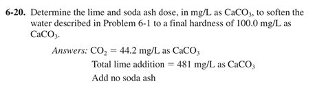 Solved Determine The Lime And Soda Ash Dose In Mgl Chegg