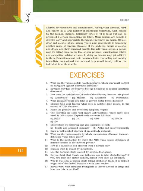 Human Health And Disease NCERT Book Of Class 12 Biology