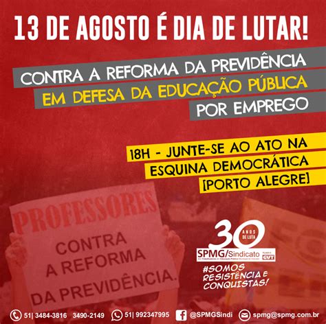 De Agosto Dia Nacional De Luta Contra A Reforma Da Previd Ncia Em