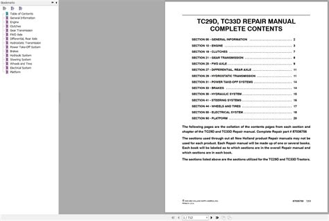 New Holland Tractor Tc D Tc D Repair Manual