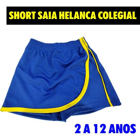 Short Saia Escolar Infantil C Vies Amarelo Uniforme Escolar Fardamento