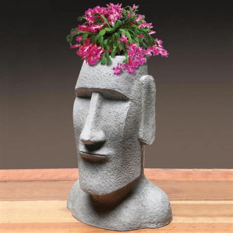 Island Ahu Akivi Moai Monolith Garden Statue Planter