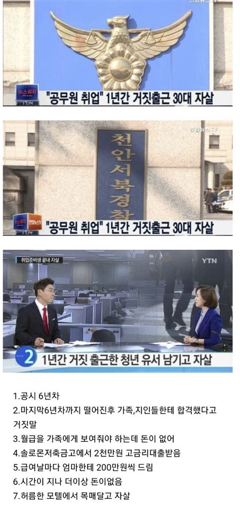 거짓출근을 1년동안 한 청년 6년동안 공부한 공시장수생 포텐 터짐 최신순 에펨코리아