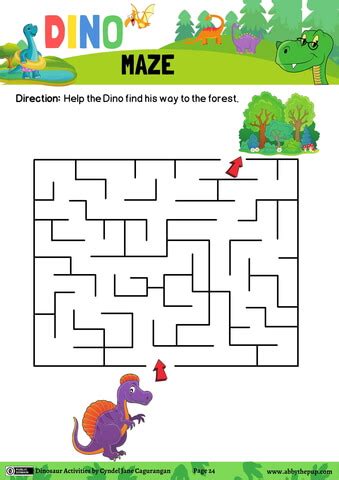 Dinosaur Maze game | Free Printable Puzzle Games