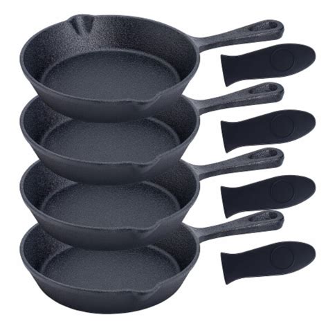 Bruntmor 6 X 4 Pre Seasoned Black Cast Iron Nonstick Frying Pan Set Of