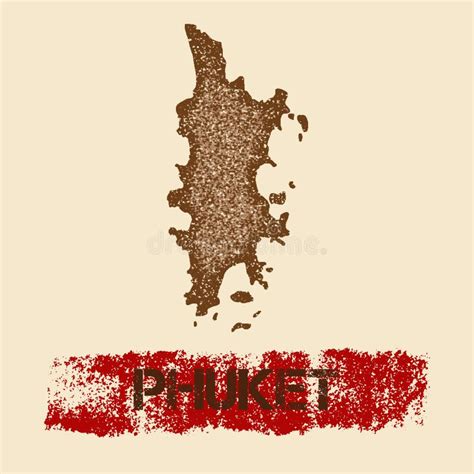 Phuket Distressed Map Stock Vector Illustration Of Silhouette