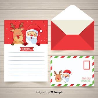 Plantilla Creativa De Carta Y Sobre De Navidad Vector Gratis Cartas