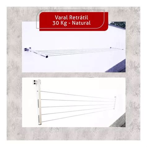 Varal De Parede Articulado Aluminio Kg Cm Natural Mercadolivre