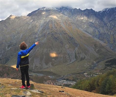 Boy In Mountains Stock Photo Image Of Traveller Adventure 78464978