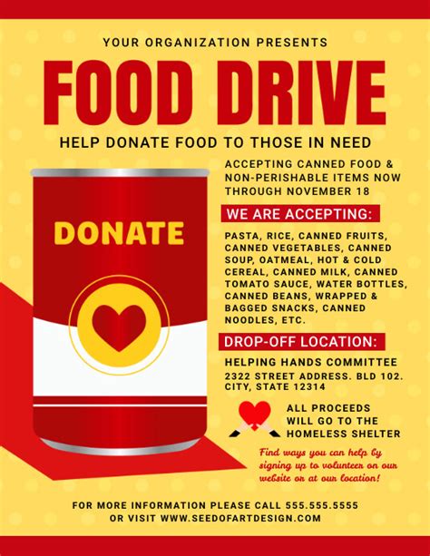 Copy Of Canned Food Drive Charity Fundraiser Flyer Postermywall