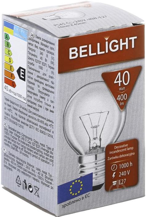 ᐉ Лампа накаливания Bellight 40 Вт E27 220 В прозрачная • Купить в ...