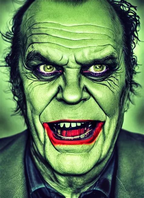 Photo Of Jack Nicholson As The Joker With Green Hair Stable Diffusion