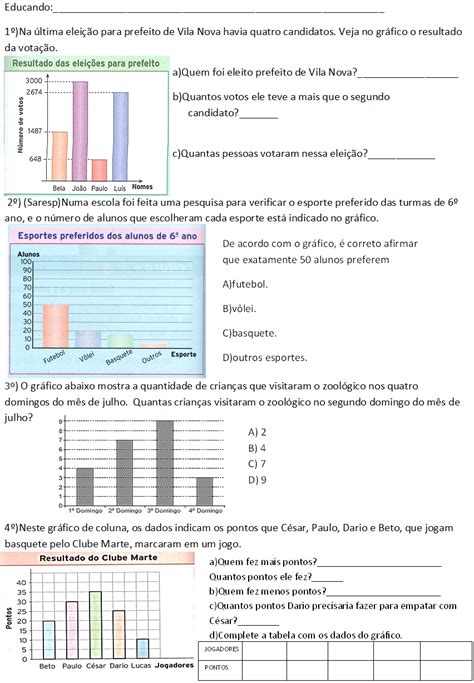 Atividades Gr Ficos E Tabelas O Ano Gabarito