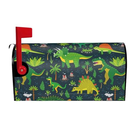 Bingfone Dinosaurs And Tropical Leaves And Flowers Magnetic Mailbox