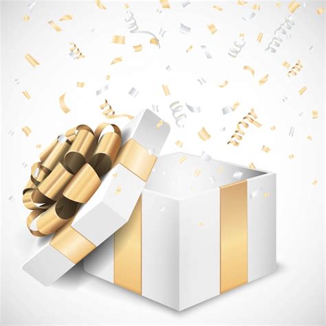 Premium Vector Open Gift Box And Confetti