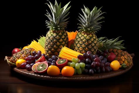 Premium Photo | Pineapple on a tropical fruit platter