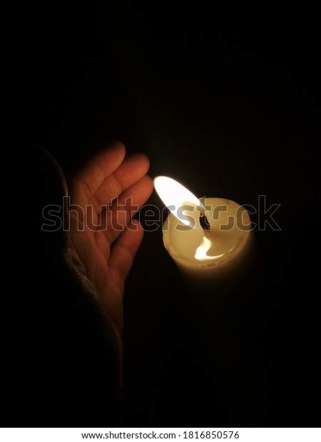 Protecting Flame Knowledge Candlelight Stock Photo 1816850576