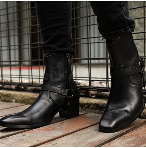 Handmade Mens Black Leather Ankle Boots Men Ankle Designer Fashion