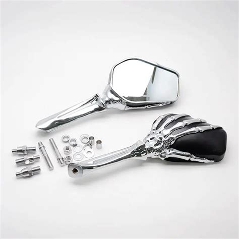 Brand New Motorcycle Mirror Chrome Chrome Skeleton Skull Custom Street Bikes Mirrors For Yamaha