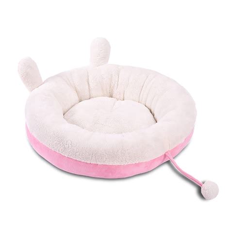 Pink Round Bed With Ears Paws And Tails