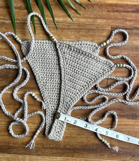 Cracked Iridescent Beaded Crochet String Bikini Set In Greige Etsy