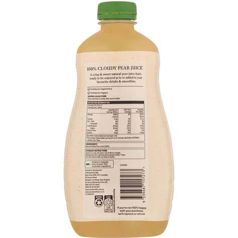 Woolworths 100 Cloudy Pear Juice 1l Woolworths