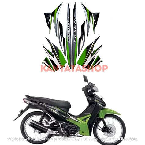 STIKER STRIPING LIS LES BODY MOTOR HONDA REVO 110 2012 STD HITAM HIJAU