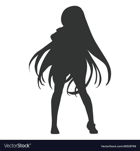 Anime girl long hair silhouette Royalty Free Vector Image