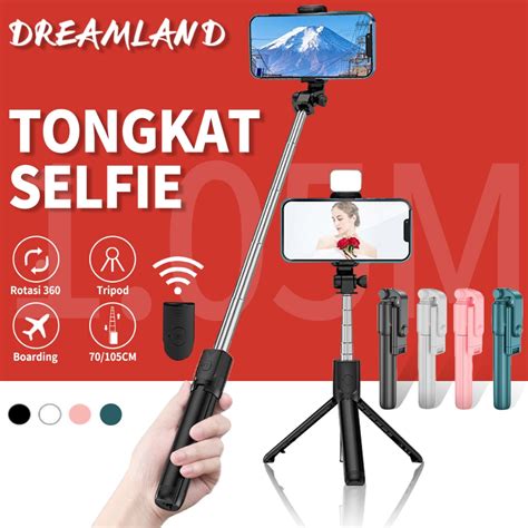 Jual Tongsis Tripod Bluetooth 4in1 Selfie Stick Tongsis Tripod R1 Lampu