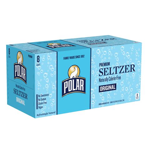 Polar Original Sparkling Seltzer Water Zero Calorie Carbonated Drink 12 Fl Oz 8 Pack Cans