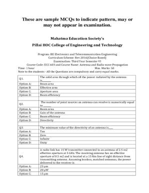 Fillable Online Phcet Ac Course Code Ecc And Course Name Antenna