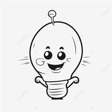 Drawing Light Bulb Cartoon Character With Smiling Expression