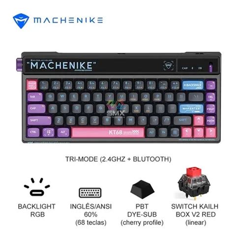 Machenike Kt Teclado Rgb Tri Mode Hot Swap Pbt Switch Red Cor De Teclado Preto Parcelamento