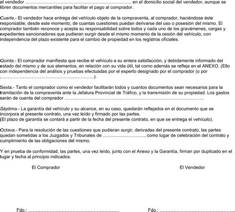 Contrato De Compraventa De Un Coche Actualizado Julio 2022