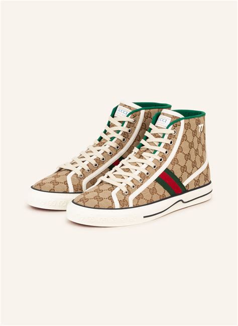 Gucci High Top Sneakers Tennis In Camel Green Red Breuninger