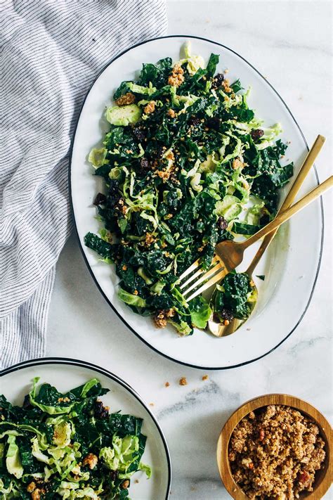 Shredded Brussels Sprout And Kale Salad With Maple Pecan Parmesan