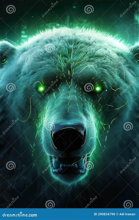 illustration  bear  green color  green light eyes stock