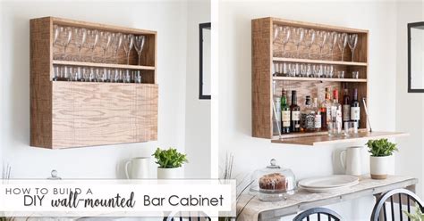 How to make a DIY Wall-Mounted Bar Cabinet - Hazel + Gold Designs