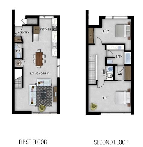 2 Story 3 Bedroom Townhouse Floor Plans | www.resnooze.com