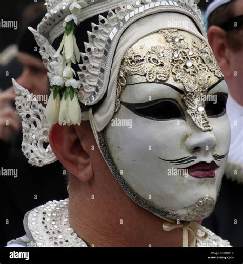 Costumed Attendee At The Venice Carnival Carnevale Di Venezia An