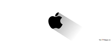 Black Apple logo on white background 4K wallpaper download