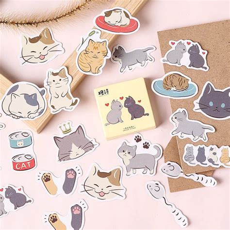 Aagu 45pcslot Cute Cat Stickers Scrapbooking Bullet Journal Stickers