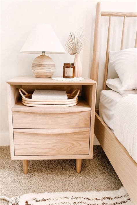 Lenia White Oak 2 Drawer Nightstand Oak Nightstand White Oak