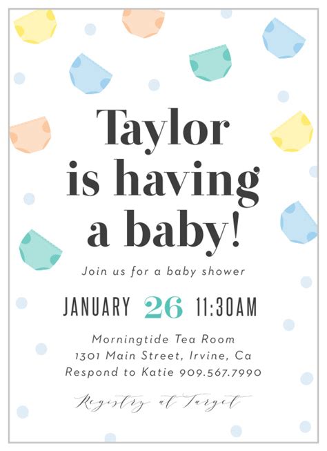 Diaper Baby Shower Invitations - Match Your Color & Style Free!