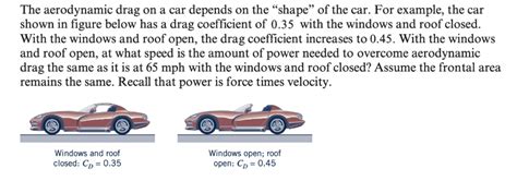 Solved The aerodynamic drag on a car depends on the "shape" | Chegg.com