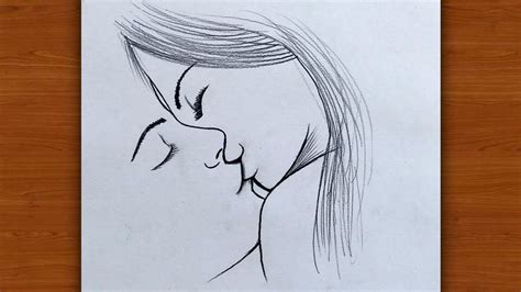 How to draw couple kissing each other / Kiss drawing / Couple in love ...