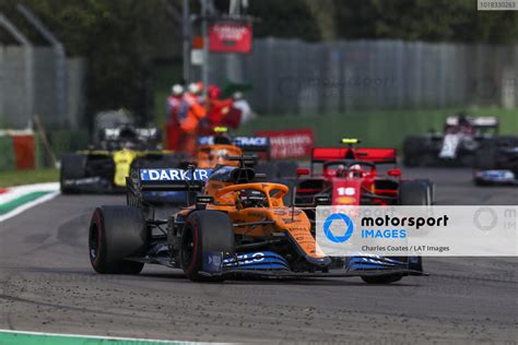 Carlos Sainz McLaren MCL35 Leads Charles Leclerc Ferrari SF1000 And