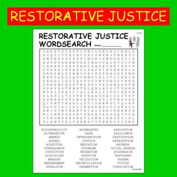 Restorative Justice Word Search By Cosmo Jack S Technology Resources