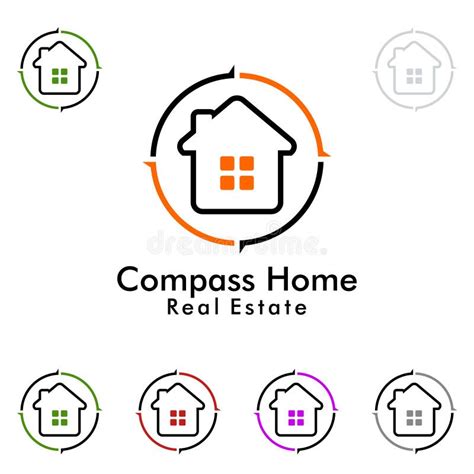 Real Estate Vector Logo Design Home With Compass Illustration Stock