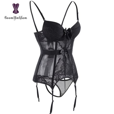 Bleu violet noir couleur bretelles réglables Transparent érotique Sexy Lingerie femmes Corsets